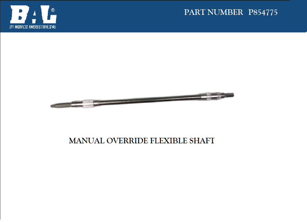 P854775 MANUAL OVERRIDE FLEXIBLE SHAFT WITH NO 3 SQUARE BIT – BAL RV  Products