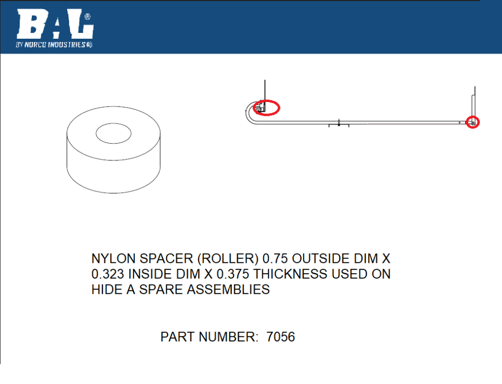 7056 NYLON SPACER FOR HIDE A SPARE TIRE BAL RV Products
