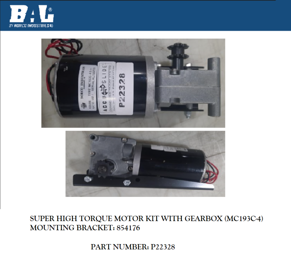 P22328 SUPER HIGH TORQUE MOTOR KIT WITH GEARBOX MC193C 4 FOR ACCU SLIDE BAL RV Products